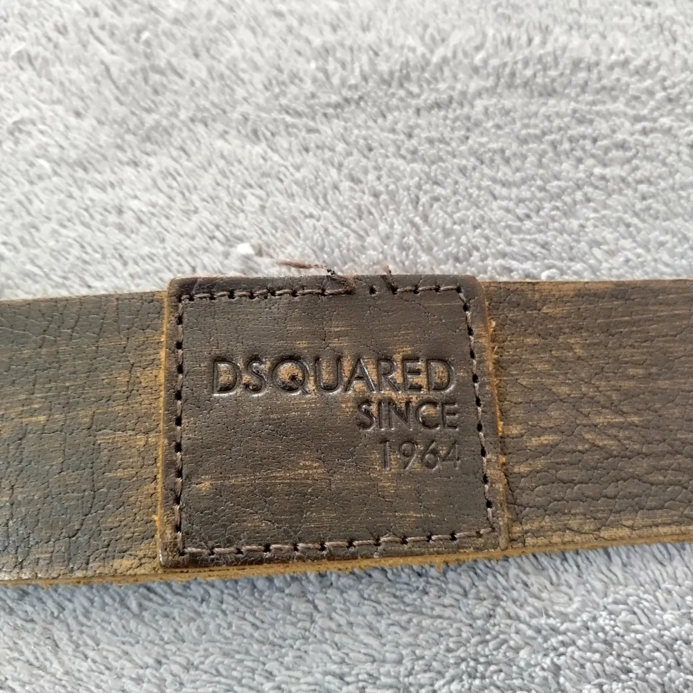 DSQUARED Classic Brown Leather Buckle Accent Details Belt Sz 34